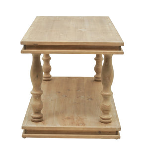 English Elm 36x18x18" Two-tier Pine Wood Coffee Table with Hand-carved Legs for Farmhouse Living Rooms W2078P526792