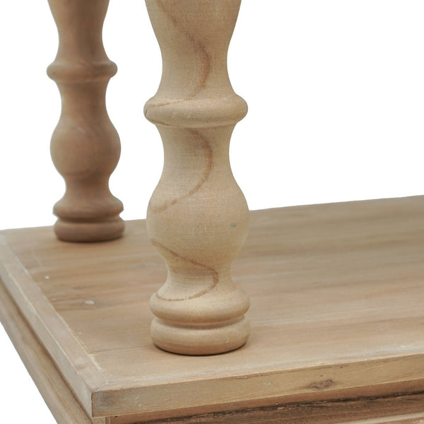 English Elm 36x18x18" Two-tier Pine Wood Coffee Table with Hand-carved Legs for Farmhouse Living Rooms W2078P526792