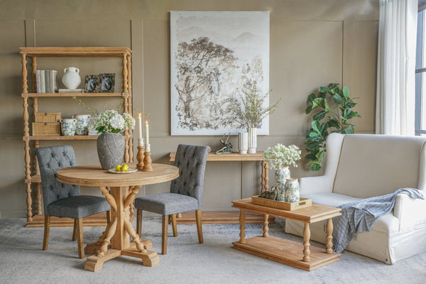 English Elm 36x18x18" Two-tier Pine Wood Coffee Table with Hand-carved Legs for Farmhouse Living Rooms W2078P526792