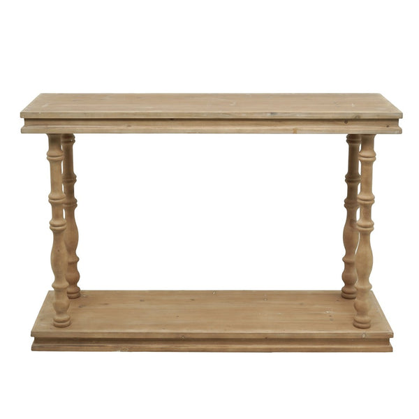 English Elm 48x15x32" Two-tier Pine Console Table with Spindle Legs for Farmhouse Entryways W2078P526850