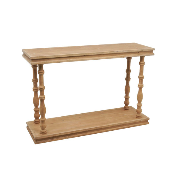 English Elm 48x15x32" Two-tier Pine Console Table with Spindle Legs for Farmhouse Entryways W2078P526850