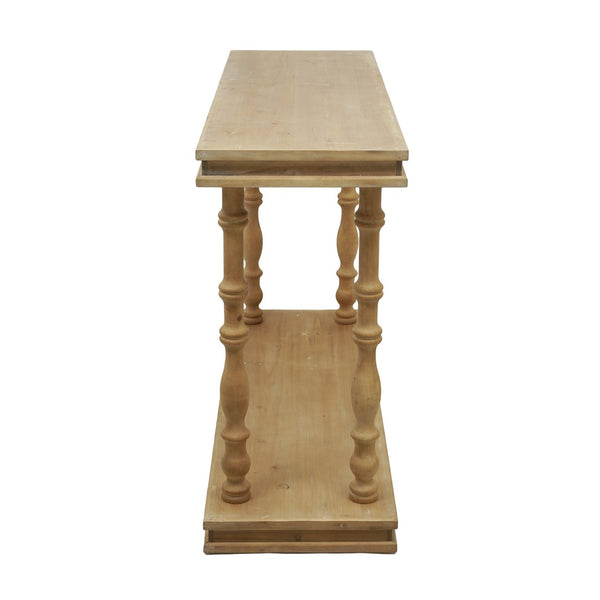 English Elm 48x15x32" Two-tier Pine Console Table with Spindle Legs for Farmhouse Entryways W2078P526850
