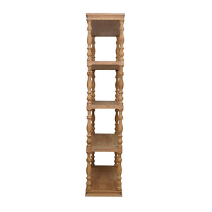 English Elm 46.9x17x80.5" Five Tier Pine Bookshelf Carved Spindle Posts Farmhouse French Country W2078P526863