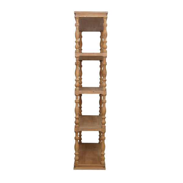 English Elm 46.9x17x80.5" Five Tier Pine Bookshelf Carved Spindle Posts Farmhouse French Country W2078P526863