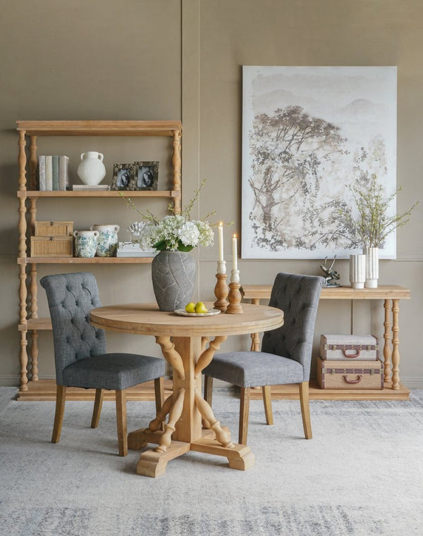 English Elm 46.9x17x80.5" Five Tier Pine Bookshelf Carved Spindle Posts Farmhouse French Country W2078P526863