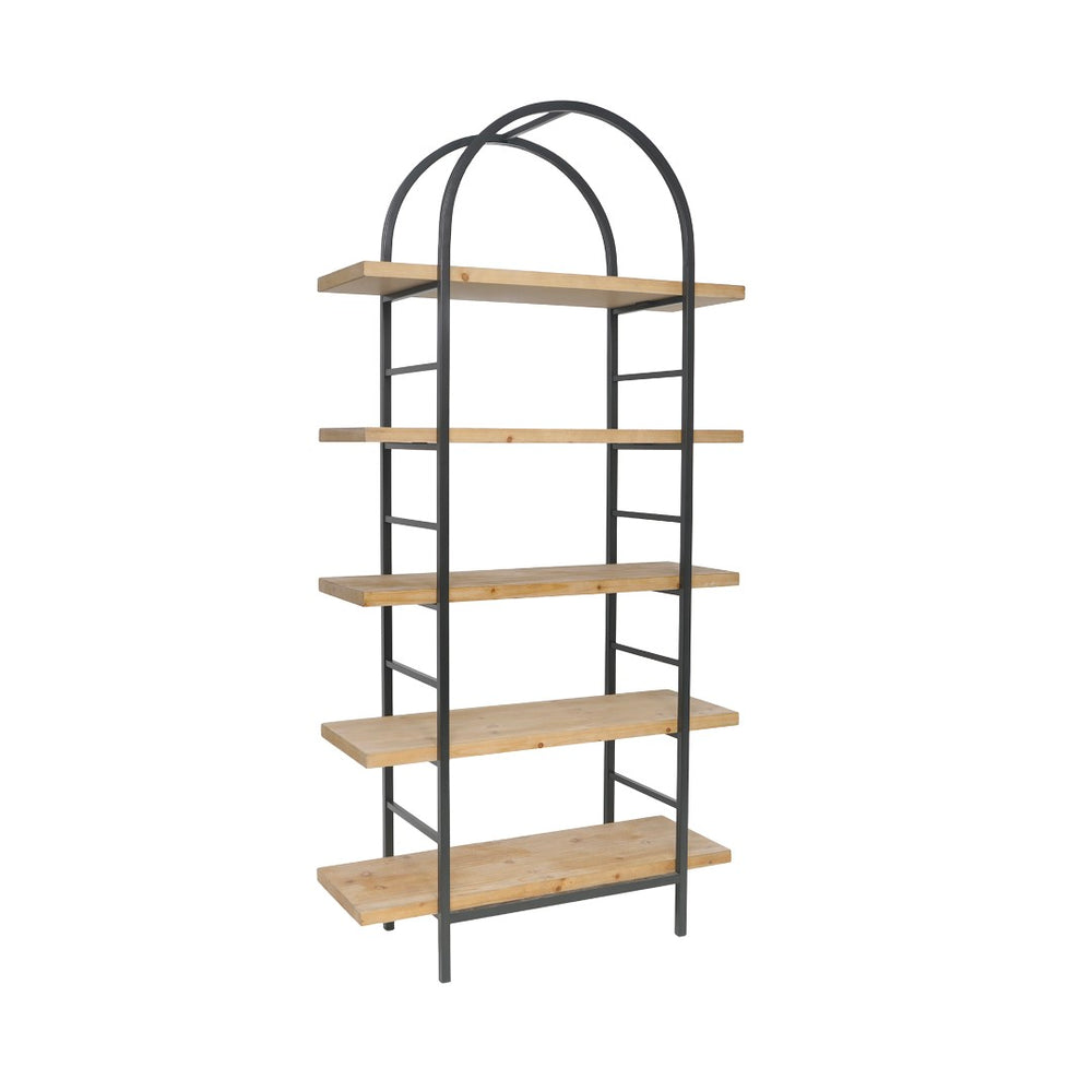English Elm 35.6x13.6x70.9" Arched 5-tier Iron and Mdf Bookshelf Tall Open Display Unit W2078P526870