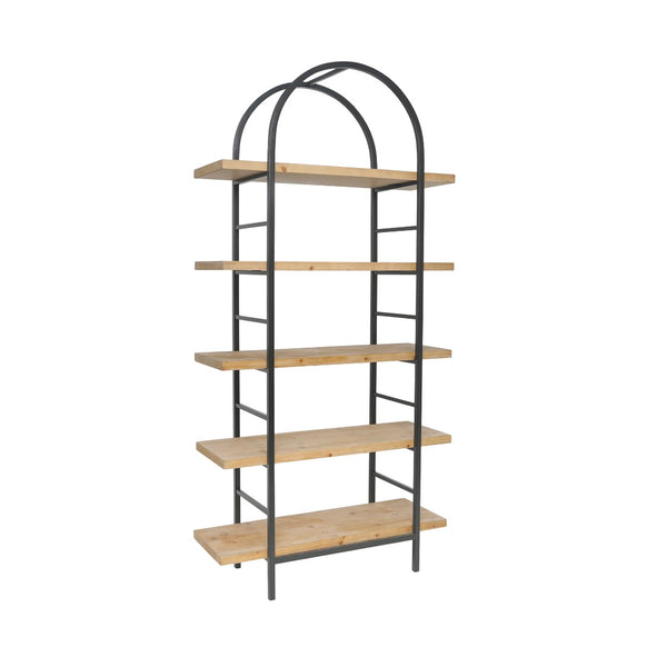 English Elm 35.6x13.6x70.9" Arched 5-tier Iron and Mdf Bookshelf Tall Open Display Unit W2078P526870