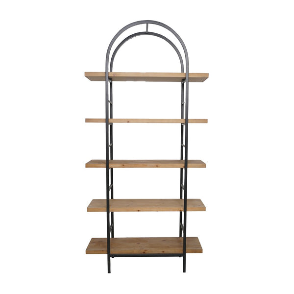 English Elm 35.6x13.6x70.9" Arched 5-tier Iron and Mdf Bookshelf Tall Open Display Unit W2078P526870
