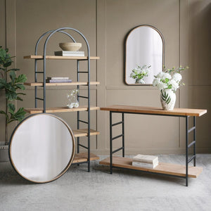 English Elm 35.6x13.6x70.9" Arched 5-tier Iron and Mdf Bookshelf Tall Open Display Unit W2078P526870