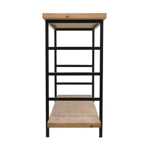 English Elm 48x16x32" Two Tier Iron and Wood Console Table Matte Black Frame Entryway Storage W2078P526871