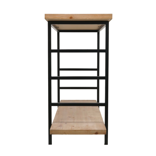 English Elm 48x16x32" Two Tier Iron and Wood Console Table Matte Black Frame Entryway Storage W2078P526871