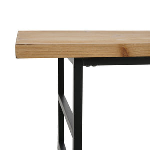 English Elm 48x16x32" Two Tier Iron and Wood Console Table Matte Black Frame Entryway Storage W2078P526871