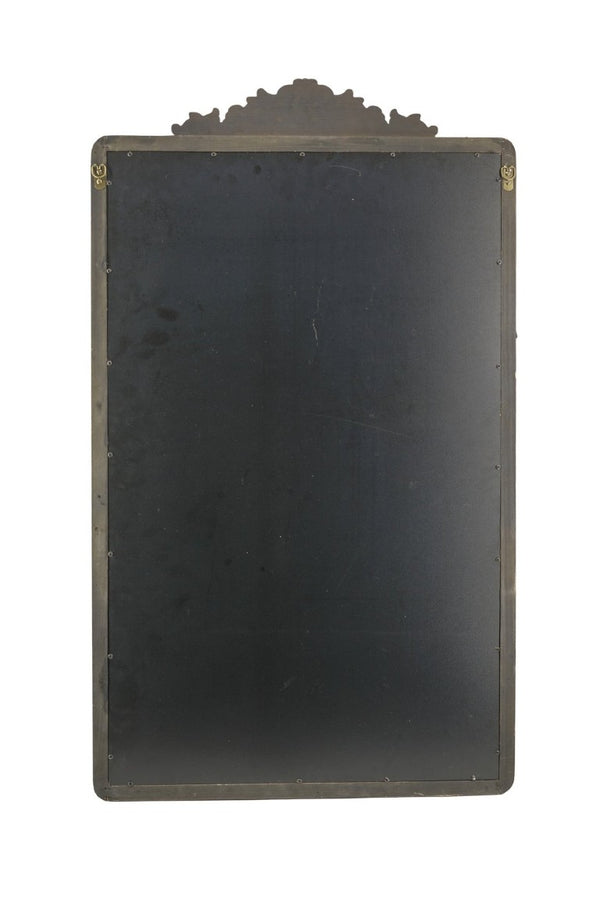 English Elm 27.4X47.8 Baroque Antique Wall Mirror Hand-Carved Floral Pediment for Mantel or Entryway W2078P531143