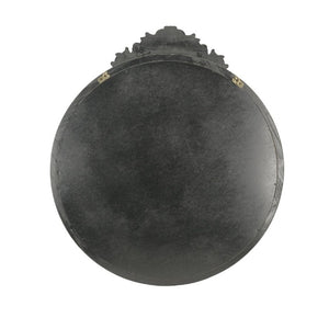 English Elm 31.5 Inch Baroque Round Wall Mirror Hand Carved Floral Pediment for Entryway Vanity W2078P531144