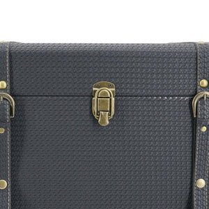 English Elm Set of 3 Nesting Vintage Trunks in Woven PU Leather with Iron Hardware for Home Storage W2078P531258