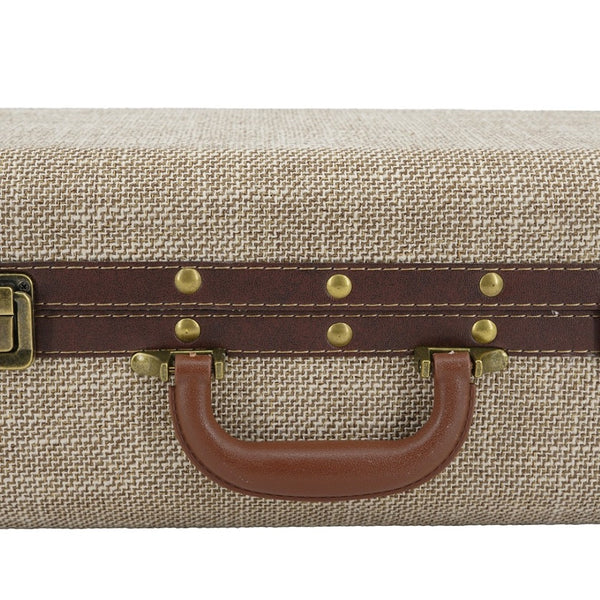 English Elm Set of 3 Nesting Fabric Trunks with Brass Hardware Vintage Antique Storage Chests W2078P531259