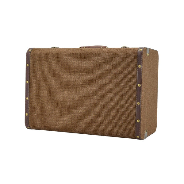 English Elm Set of 3 Nesting Fabric Trunks with Brass Hardware Vintage Antique Storage Chests W2078P531259