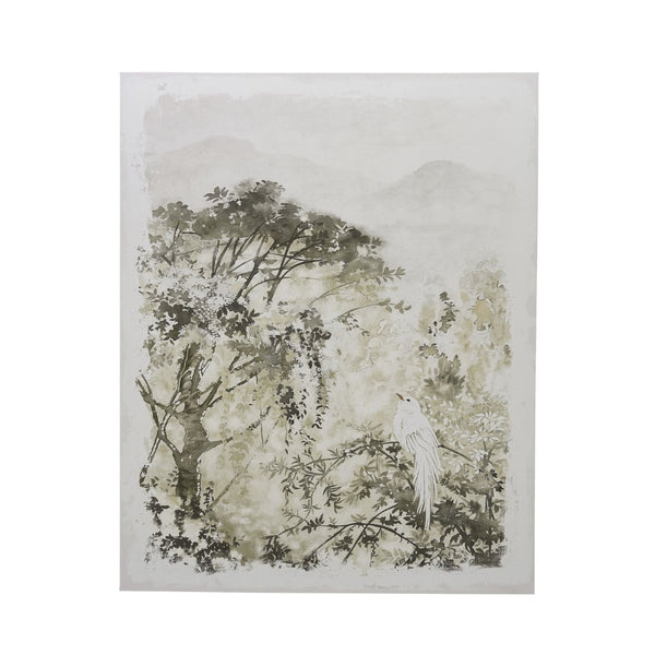 English Elm 47.2x59.1" Large Canvas Print Ink Style White Bird Botanical Art for Living Room Walls W2078P531909