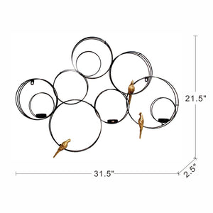 English Elm 31.5x2.5x21.5" Gold Bird Sculptural Metal Wall Art with Votive Candle Holders W2078P531910