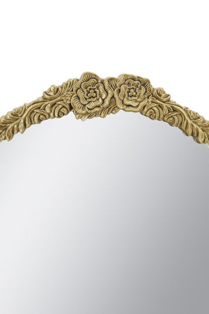 English Elm 23.8X35.9 Arched Wall Mirror Ornate Gold Crest Antique White Frame French Country Decor W2078P532049