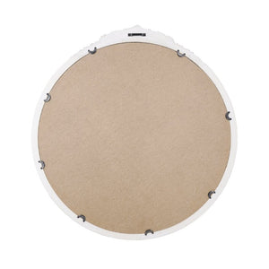 English Elm 29.9X31.3 Round Wall Mirror Ornate Gold Crest Distressed White Frame French Country W2078P532050