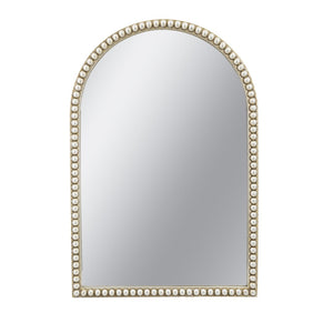 English Elm 24x35.8" Arched Pearl Beaded Wall Mirror Champagne Gold Frame Bedroom Entryway Accent W2078P532052