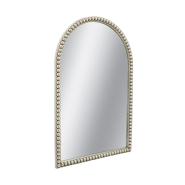 English Elm 24x35.8" Arched Pearl Beaded Wall Mirror Champagne Gold Frame Bedroom Entryway Accent W2078P532052