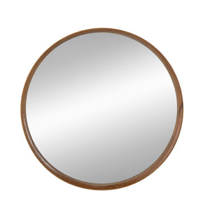 English Elm D39.4"x3" Round Pine Wood Wall Mirror Large Natural Frame for Living Room Bath W2078P536982