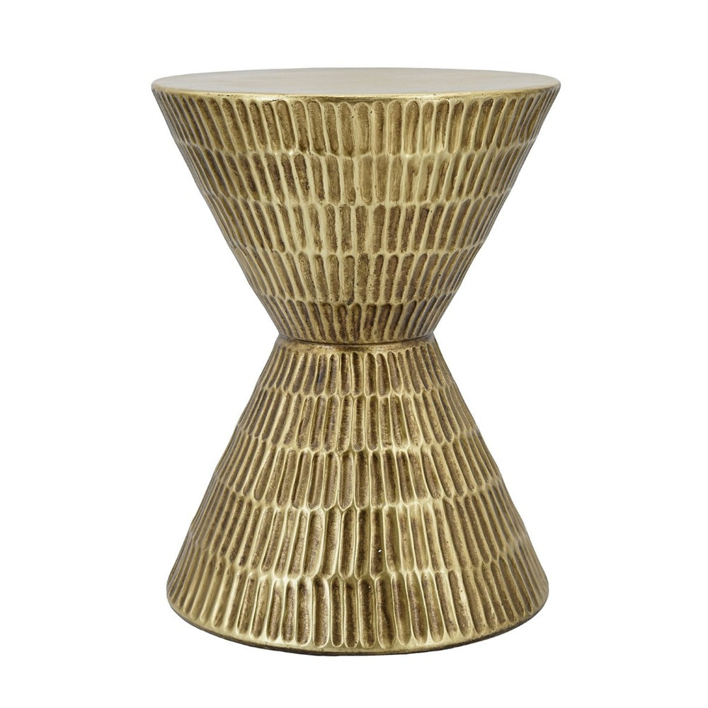 English Elm 15x15x20" Antique Gold Hourglass Side Table Hand-hammered Sculptural Metallic Accent W2078P541044