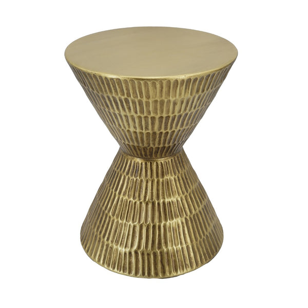 English Elm 15x15x20" Antique Gold Hourglass Side Table Hand-hammered Sculptural Metallic Accent W2078P541044