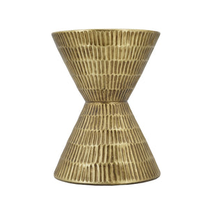 English Elm 15x15x20" Antique Gold Hourglass Side Table Hand-hammered Sculptural Metallic Accent W2078P541044