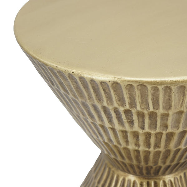 English Elm 15x15x20" Antique Gold Hourglass Side Table Hand-hammered Sculptural Metallic Accent W2078P541044