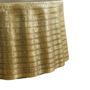 English Elm 31.5x31.5x16.5" Round Sculptural Coffee Table Antique Gold Wavy Glam Living Room W2078P541061