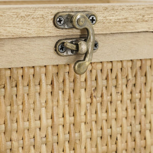 English Elm Set of 2 Handcrafted Rattan and Fir Wood Stackable Storage Boxes with Bronze Latches W2078P542157