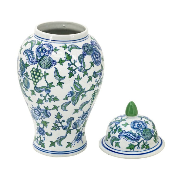 English Elm D10x20.1 Hand-Painted Porcelain Ginger Jar Ming Dynasty Cherry Blossom Mantel Accent W2078P546945