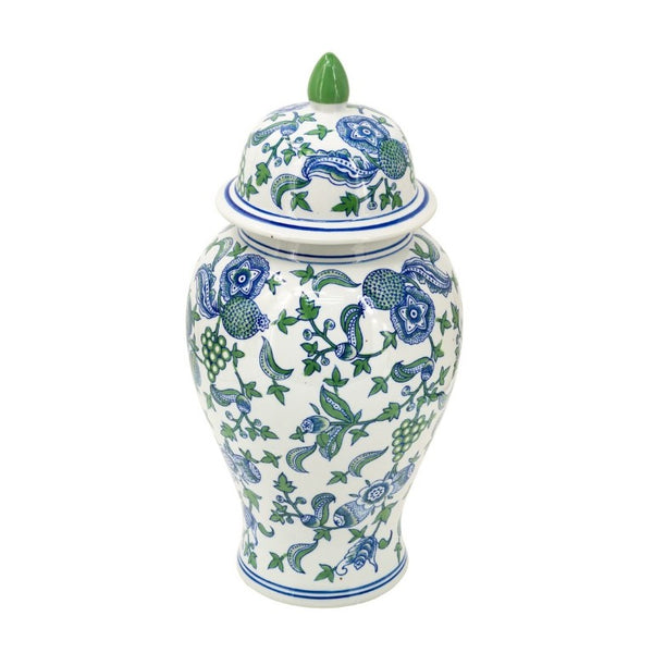 English Elm D10x20.1 Hand-Painted Porcelain Ginger Jar Ming Dynasty Cherry Blossom Mantel Accent W2078P546945