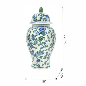 English Elm D10x20.1 Hand-Painted Porcelain Ginger Jar Ming Dynasty Cherry Blossom Mantel Accent W2078P546945