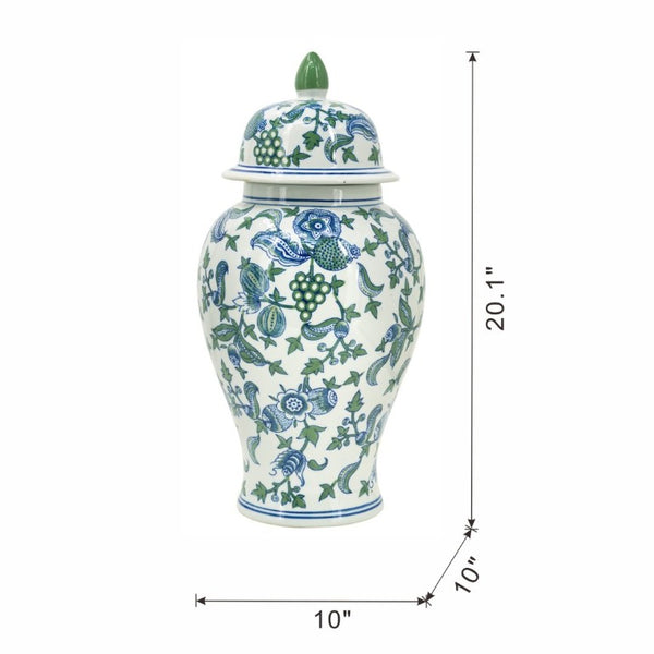 English Elm D10x20.1 Hand-Painted Porcelain Ginger Jar Ming Dynasty Cherry Blossom Mantel Accent W2078P546945