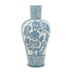 English Elm D8.1x16.9 Porcelain Vase Ming Dynasty Cobalt Blue Floral Motifs Elegant Home Accent W2078P546949