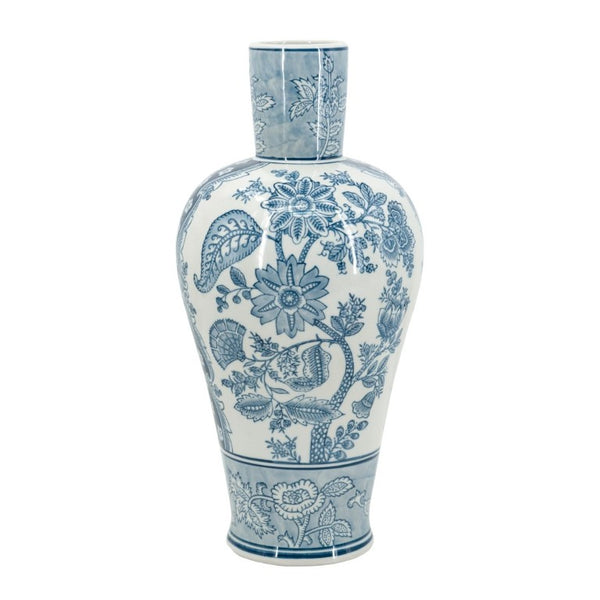 English Elm D8.1x16.9 Porcelain Vase Ming Dynasty Cobalt Blue Floral Motifs Elegant Home Accent W2078P546949