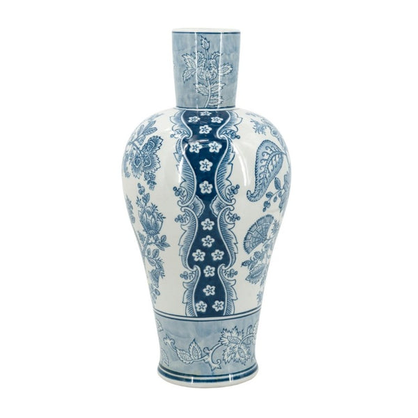 English Elm D8.1x16.9 Porcelain Vase Ming Dynasty Cobalt Blue Floral Motifs Elegant Home Accent W2078P546949