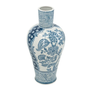 English Elm D8.1x16.9 Porcelain Vase Ming Dynasty Cobalt Blue Floral Motifs Elegant Home Accent W2078P546949