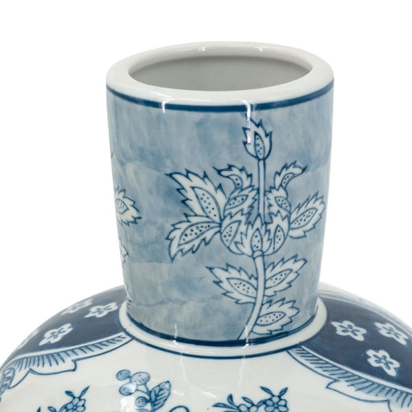 English Elm D8.1x16.9 Porcelain Vase Ming Dynasty Cobalt Blue Floral Motifs Elegant Home Accent W2078P546949