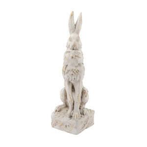 English Elm 10.2X9.1x29.9 Magnesium Sitting Rabbit Statue Weathered Antique White Pedestal Garden W2078P554655