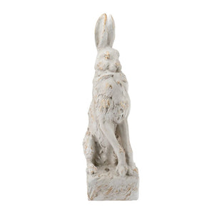 English Elm 10.2X9.1x29.9 Magnesium Sitting Rabbit Statue Weathered Antique White Pedestal Garden W2078P554655