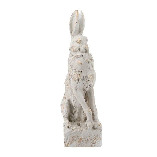 English Elm 10.2X9.1x29.9 Magnesium Sitting Rabbit Statue Weathered Antique White Pedestal Garden W2078P554655