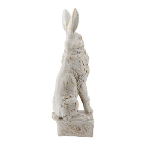 English Elm 10.2X9.1x29.9 Magnesium Sitting Rabbit Statue Weathered Antique White Pedestal Garden W2078P554655