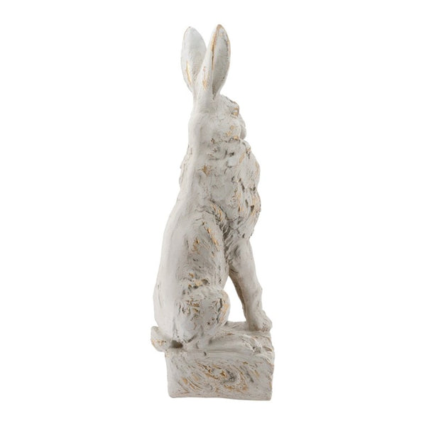 English Elm 10.2X9.1x29.9 Magnesium Sitting Rabbit Statue Weathered Antique White Pedestal Garden W2078P554655