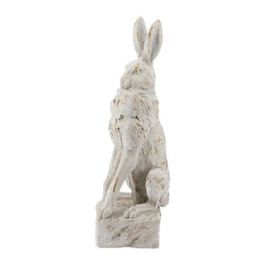 English Elm 10.2X9.1x29.9 Magnesium Sitting Rabbit Statue Weathered Antique White Pedestal Garden W2078P554655