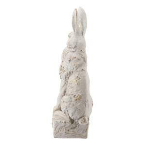 English Elm 10.2X9.1x29.9 Magnesium Sitting Rabbit Statue Weathered Antique White Pedestal Garden W2078P554655